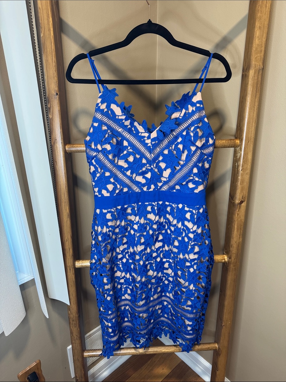 Adelyn Rae Royal Blue Lace Spaghetti Strap Mini Dress